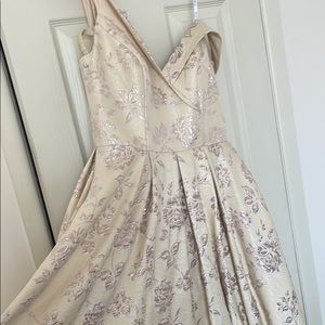 Pale yellow and pink ball gown